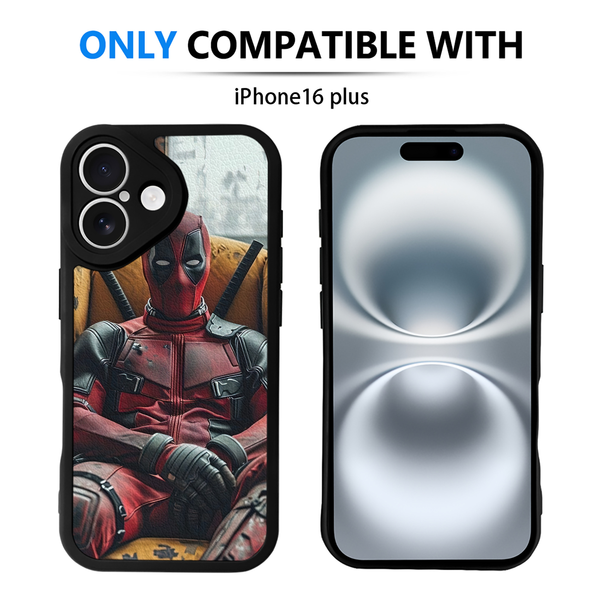 （画像用） Deadpool デッドプール 【iPhone 16シリーズ対応】シリコンスマホケース（レザー調） 材質：シリコン